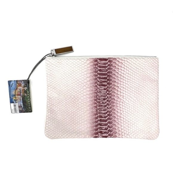 August Design Pink Clutch Banana Republic Leather Croc Alligator Bag New NWT - Picture 1 of 12